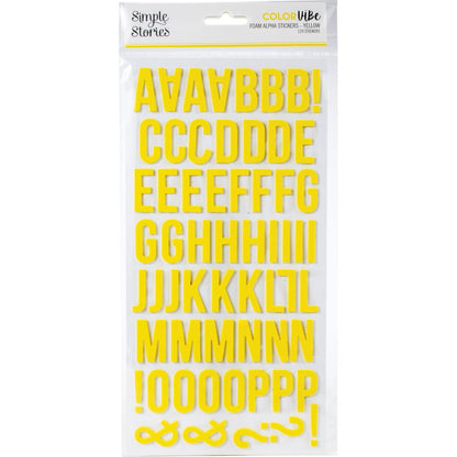 Simple Stories COLORVIBE YELLOW Foam Alpha Letter Stickers Scrapbooksrus