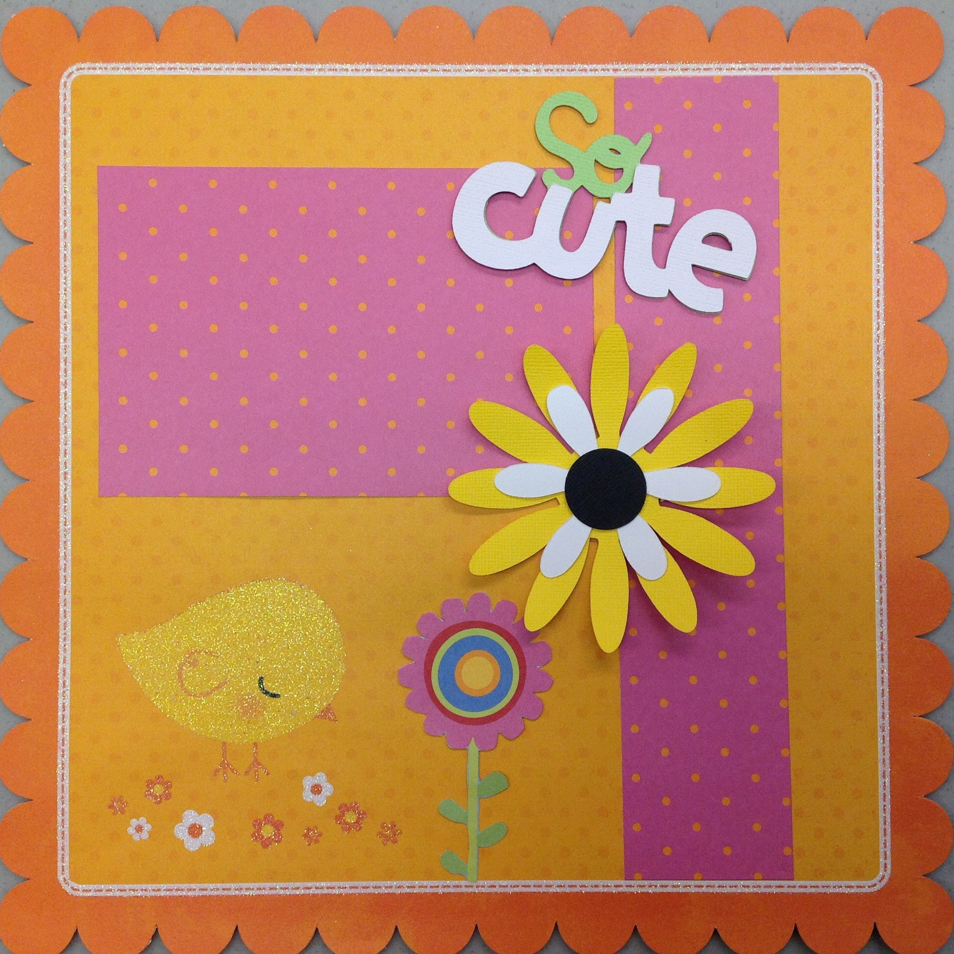 Premade Scrapbook Page (1) 12&quot;x12&quot; SO CUTE - Scrapbook Kyandyland