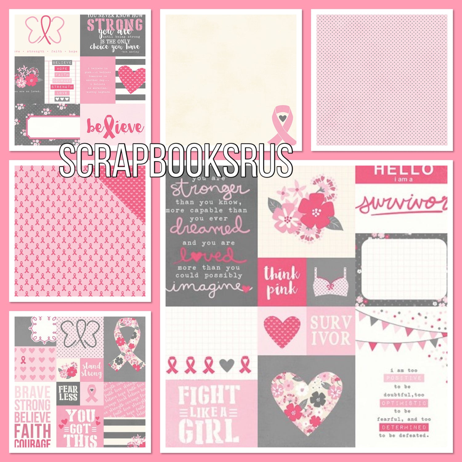 Simple Stories HOPE Scrapbook Paper Kit Breast Cancer