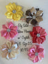 Big Satin RIBBON FLOWERS Crystals 2.5” 6pc Set Scrapbooksrus LasVegas