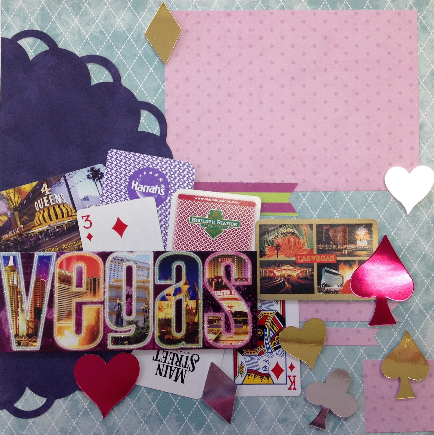 Premade Scrapbook Page (2) 12&quot;x12&quot; LAS VEGAS