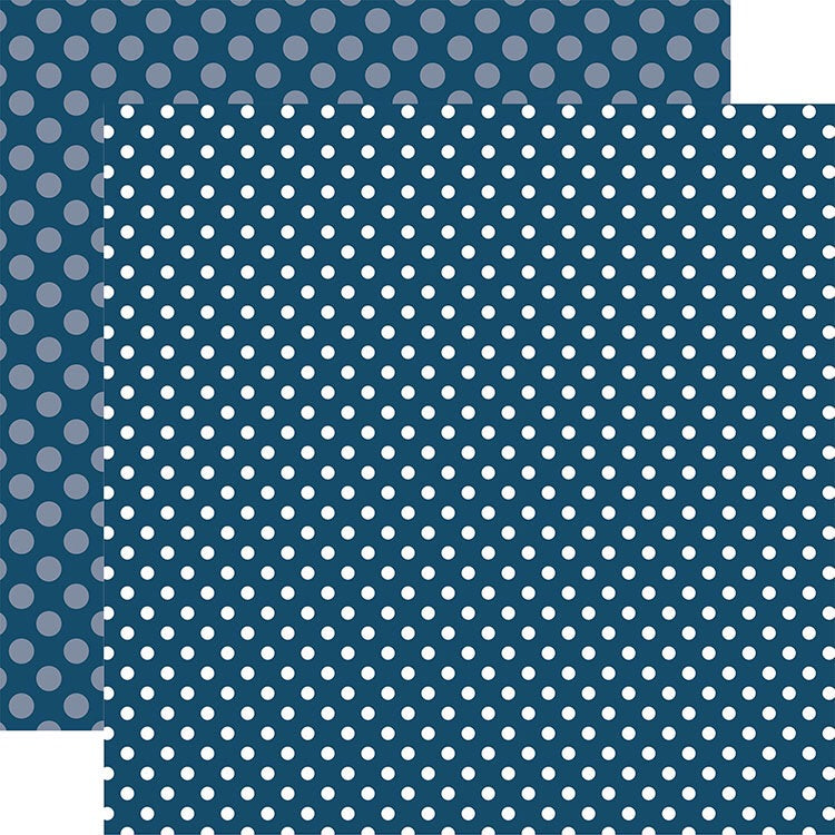 Echo Park Dots &amp; Stripes DEEP BLUE SEA  12&quot;X12&quot; Scrapbook Paper Scrapbooksrus