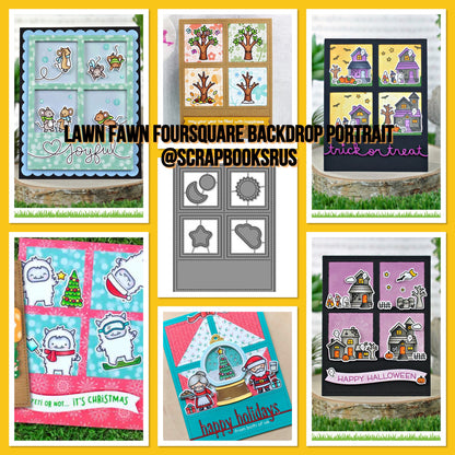 Lawn Fawn Cuts FOURSQUARE BACKDROP PORTRAIT Sample Card Ideas @Scrapbooksrus