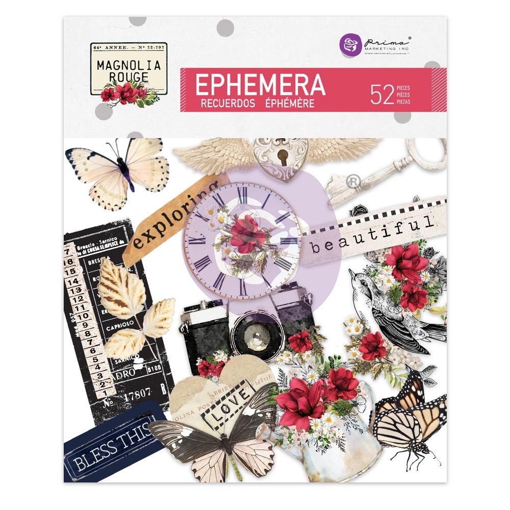 Prima MAGNOLIA ROUGE EPHEMERA Shapes Tags Foil 52pc