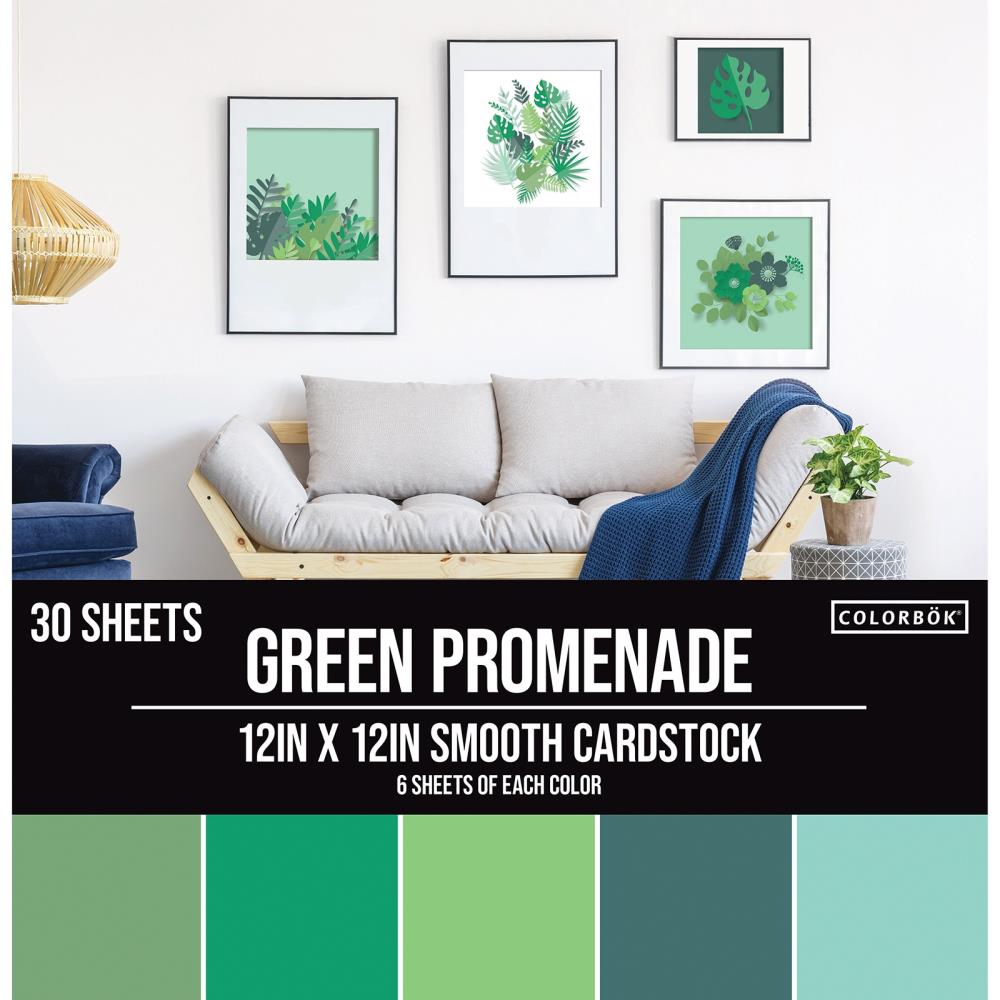 Colorbok 12”x12” Smooth Cardstock GREEN Promenade 30 Sheets