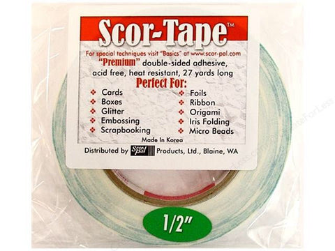 Scor- Pal SCOR- TAPE Double Sided Adhesive 27yrds 1/2" - Scrapbook Kyandyland