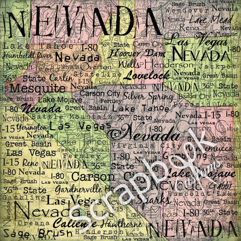 Nevada  Map Scrapbook Paper @scrapbooksrus