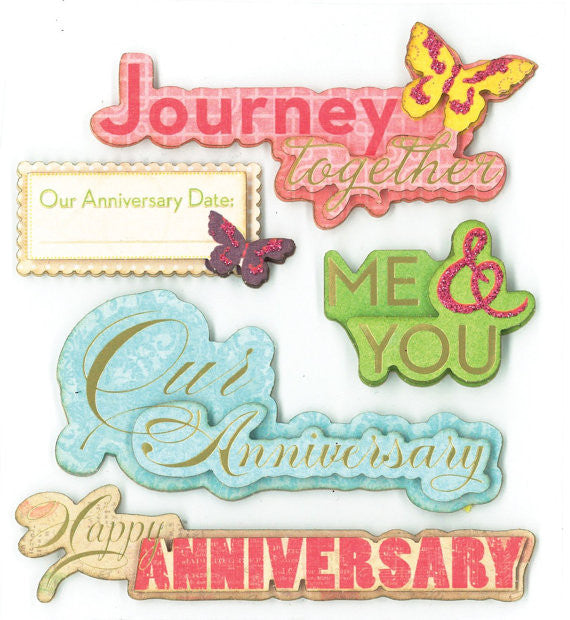 K&amp;Company ANNIVERSARY CELEBRATION 3D Stickers 5pc - Scrapbook Kyandyland