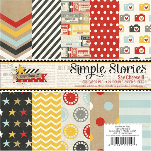 Simple Stories Say Cheese Paper Pad 6"X6" 24pc - Scrapbook Kyandyland