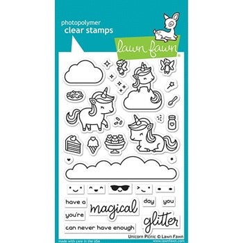 Lawn Fawn UNICORN PICNIC Clear Stamps 33pc