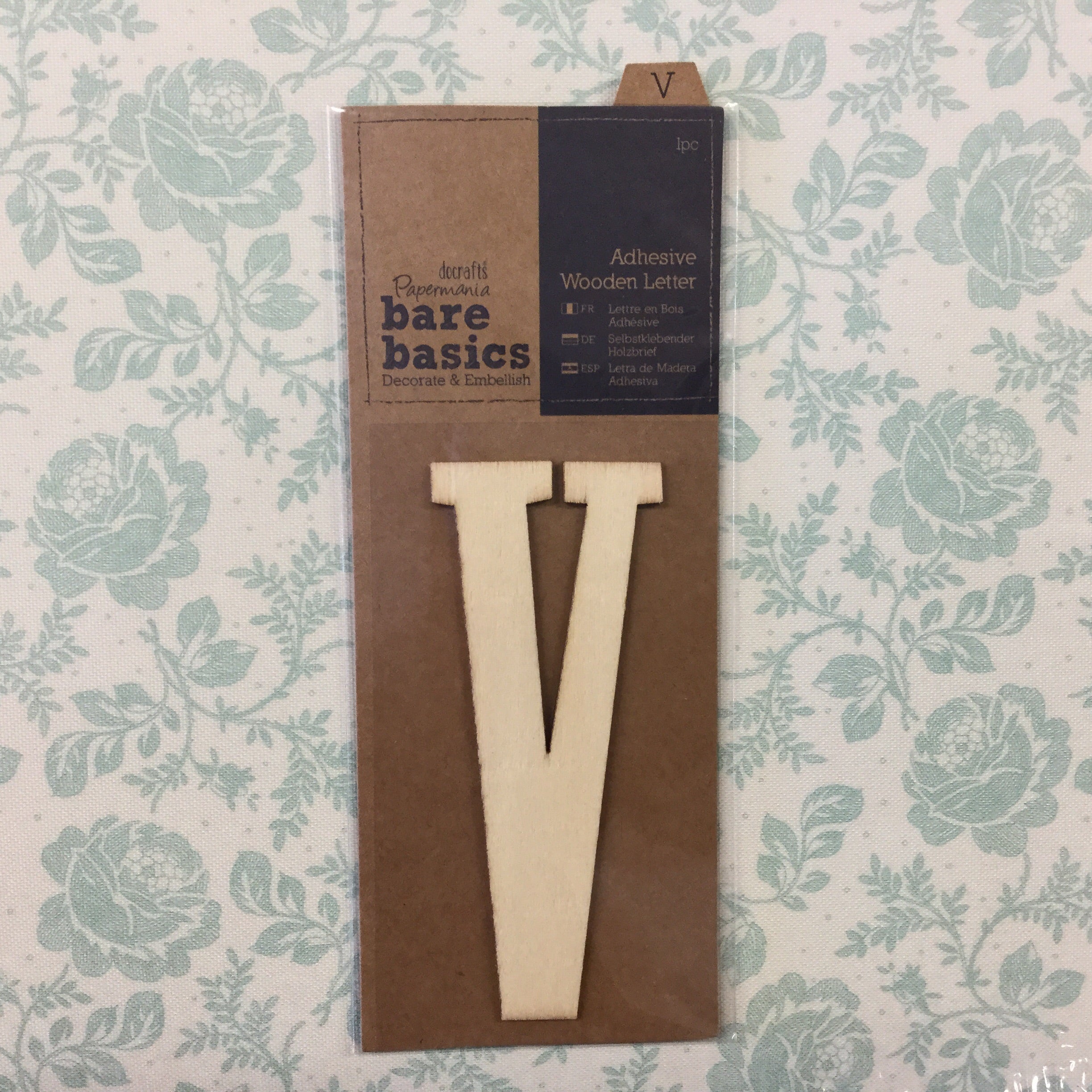 Scrapbooksrus Papermania Bare Basics Wooden Adhesive LETTER V Wood Scrapbooksrus