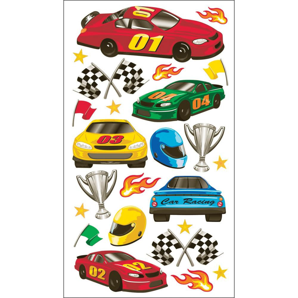 Ek Success RACE CARS Sticko Classic Stickers 24pc - Scrapbook Kyandyland