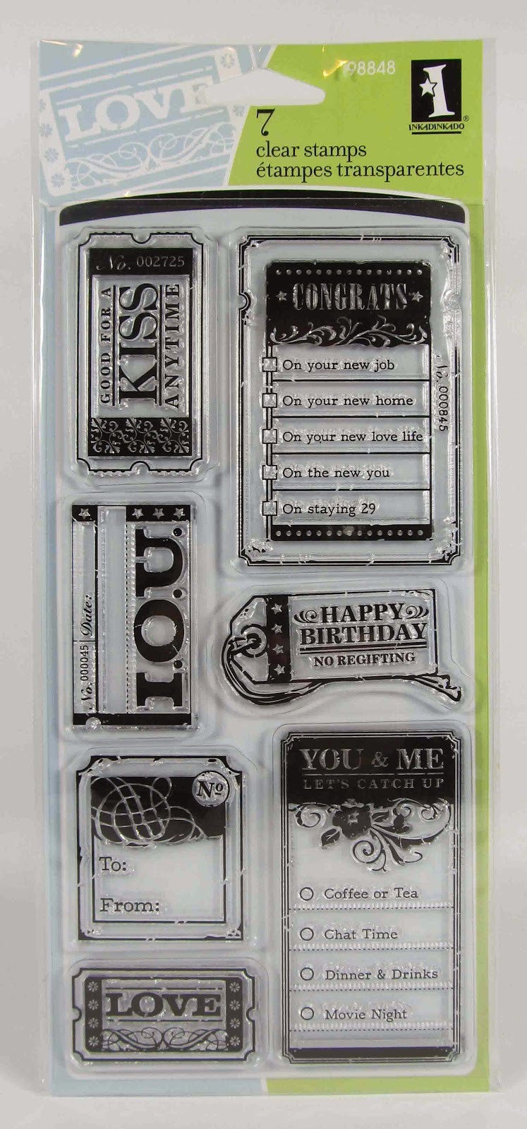 Inkadinkado TICKETS &amp; TAGS Clear Stamps 7pc - Scrapbooksrus