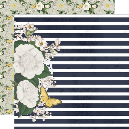Simple Stories Simple Vintage Indigo Garden SO LOVELY 12x12 Scrapbook Paper