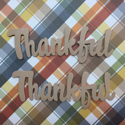 Faux Leather Word THANKFUL Fall Scrapbook Title 1pc