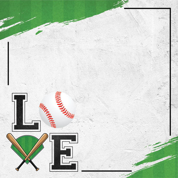 BASEBALL LOVE DS 12X12 Scrapbook Paper Sports Section Scrapbooksrus 