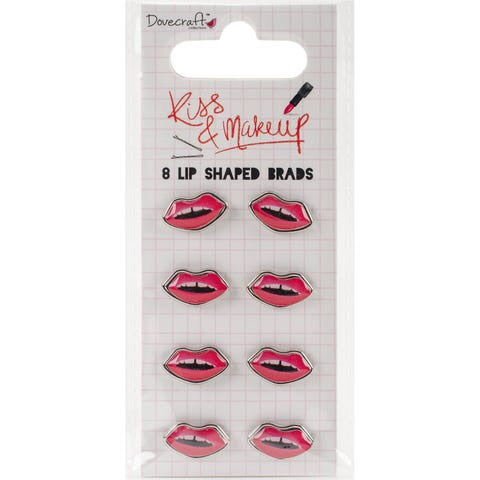 Dovecraft KISS &amp; MAKEUP Lip Shaped Brads 8 pc Scrapbooksrus