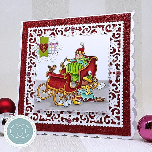 Craft Consortium Made By Elves SLEIGH Clear Stamps 6pc