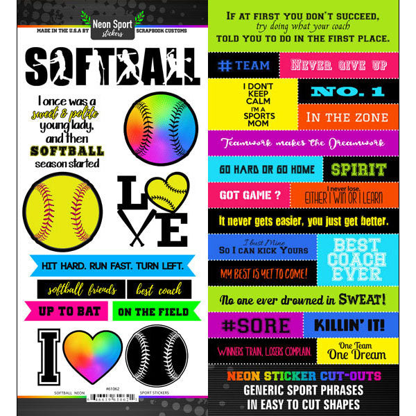 Neon Sport SOFTBALL 6&quot;X12&quot; Scrapbook Customs ScrapbooksRus