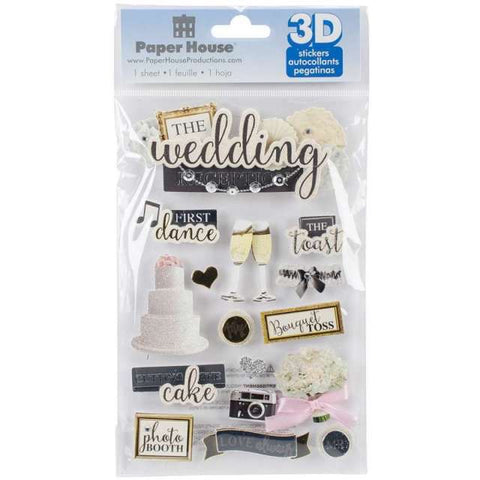 Paper House WEDDING RECEPTION 3D Stickers 4.5"x 7" 16pc