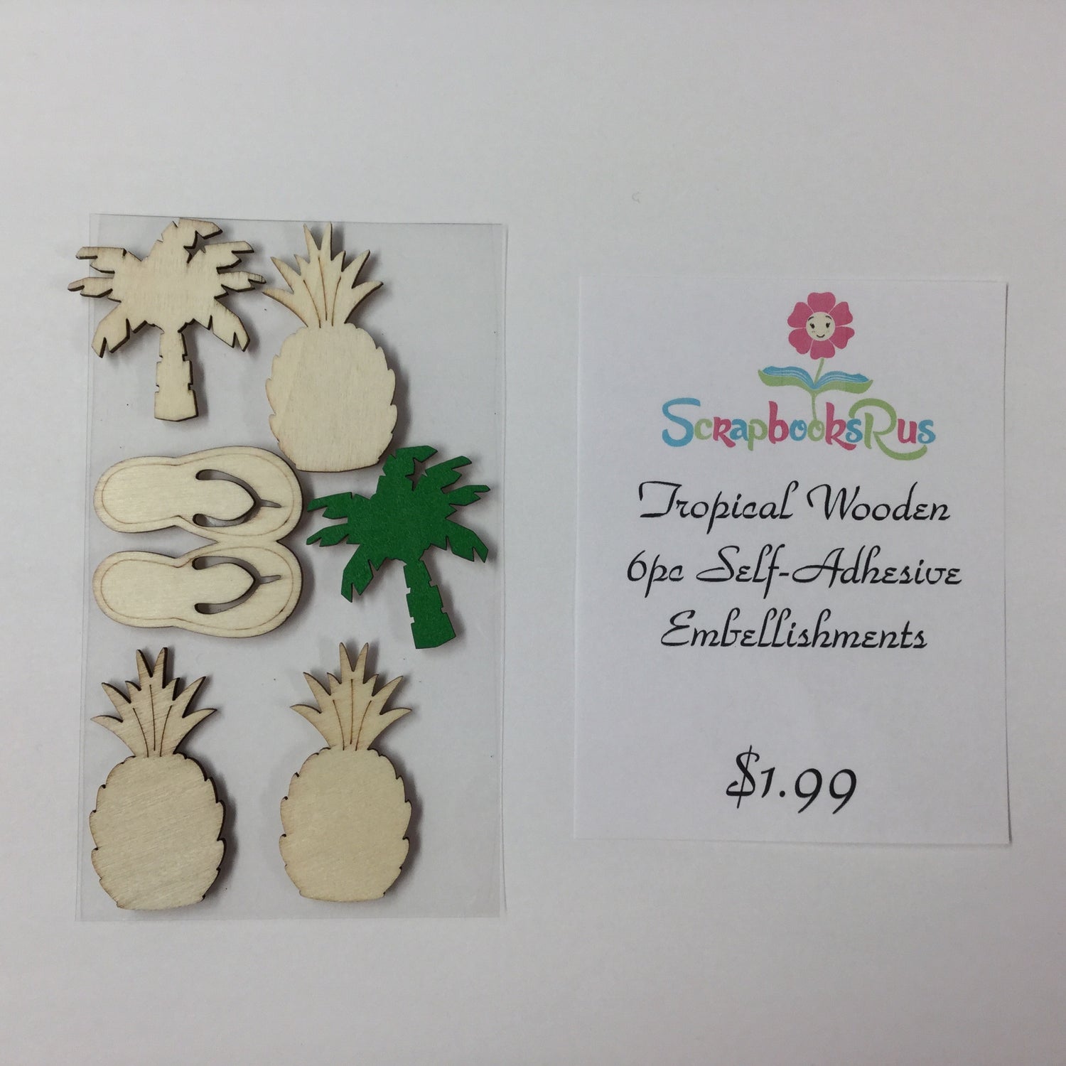 Tropical Wooden Self-Adhesive Embellishments 6pc Scrapbooksrus 