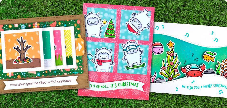 Lawn Fawn Cuts FOURSQUARE BACKDROP PORTRAIT Sample Card Ideas @Scrapbooksrus