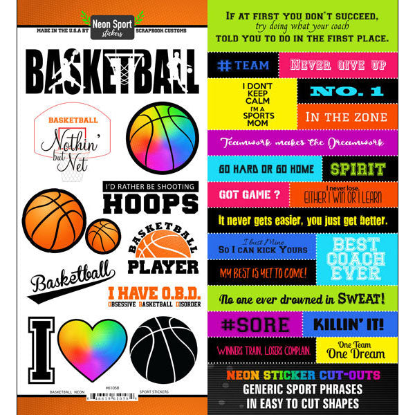 Neon Sport BASKETBALL 12&quot;X12&quot; Scrapbook Customs ScrapbooksRus