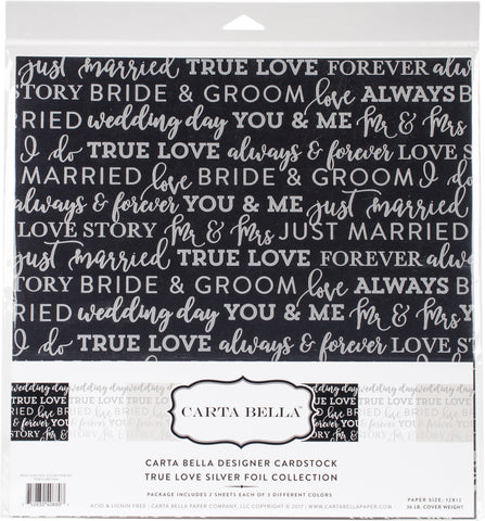 Carta Bella TRUE LOVE SILVER FOIL Collection 12"X12" Kit