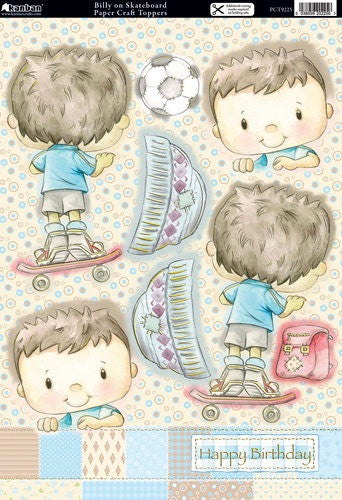 Kanban BILLY ON SKATEBOARD Boy DieCut Card Layer Topper - Scrapbook Kyandyland