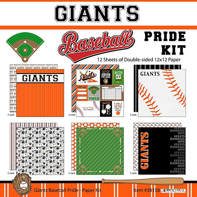 GIANTS BASEBALL Pride Kit 12&quot;X12&quot; Scrapbook Paper 12 Sheets