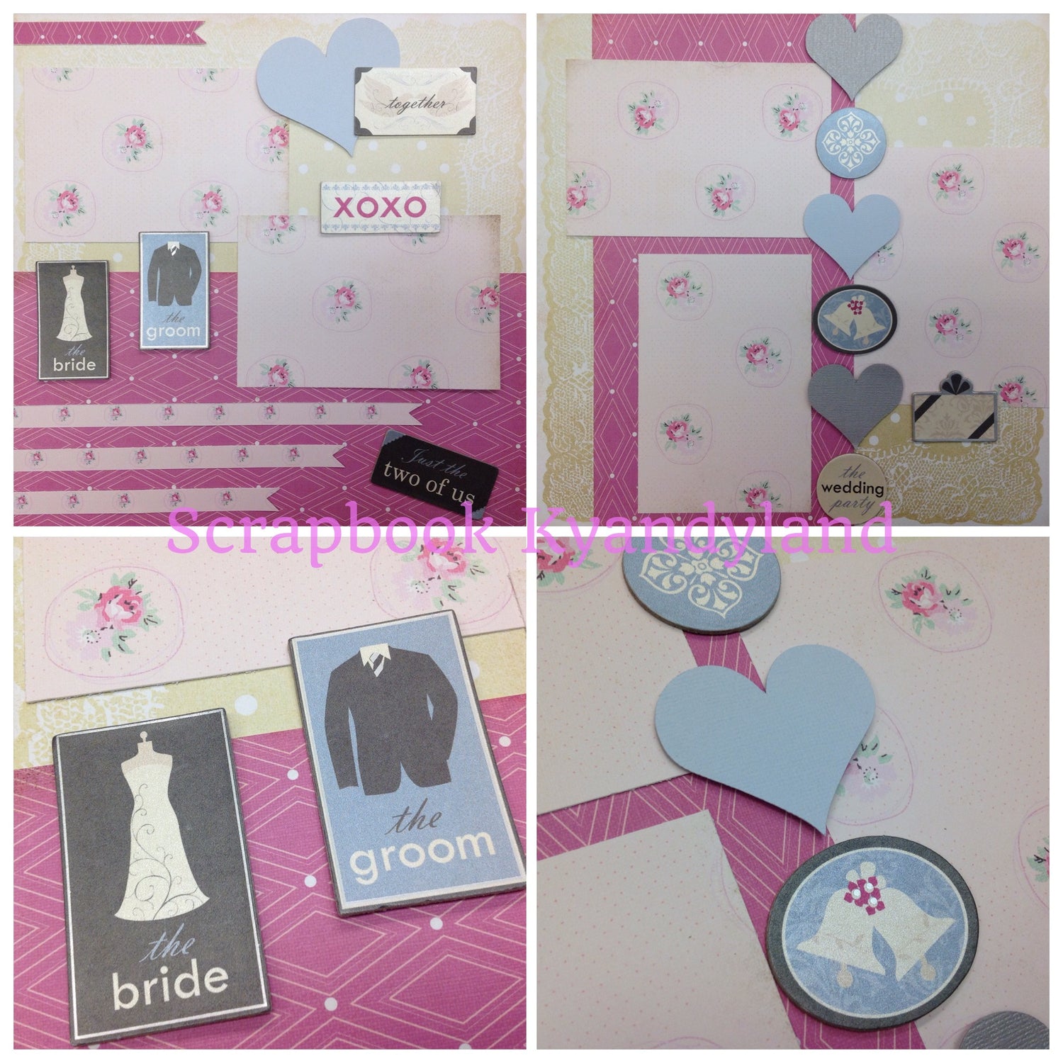 Premade Scrapbook Pages WEDDING LOVE (2) 12&quot;x12&quot; Marriage