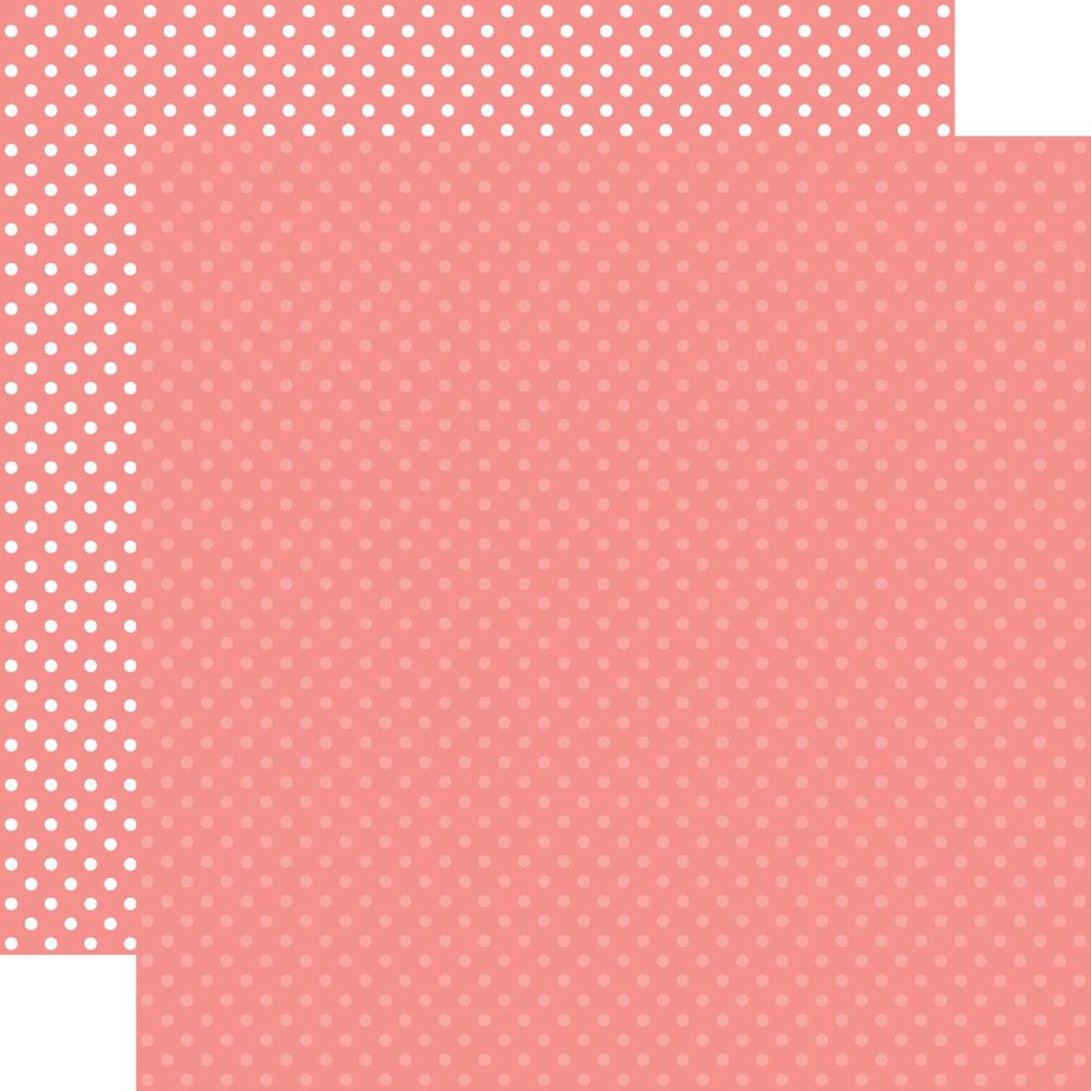 Echo Park Dots & Stripes SALMON PINK 12"X12" Scrapbook Paper
