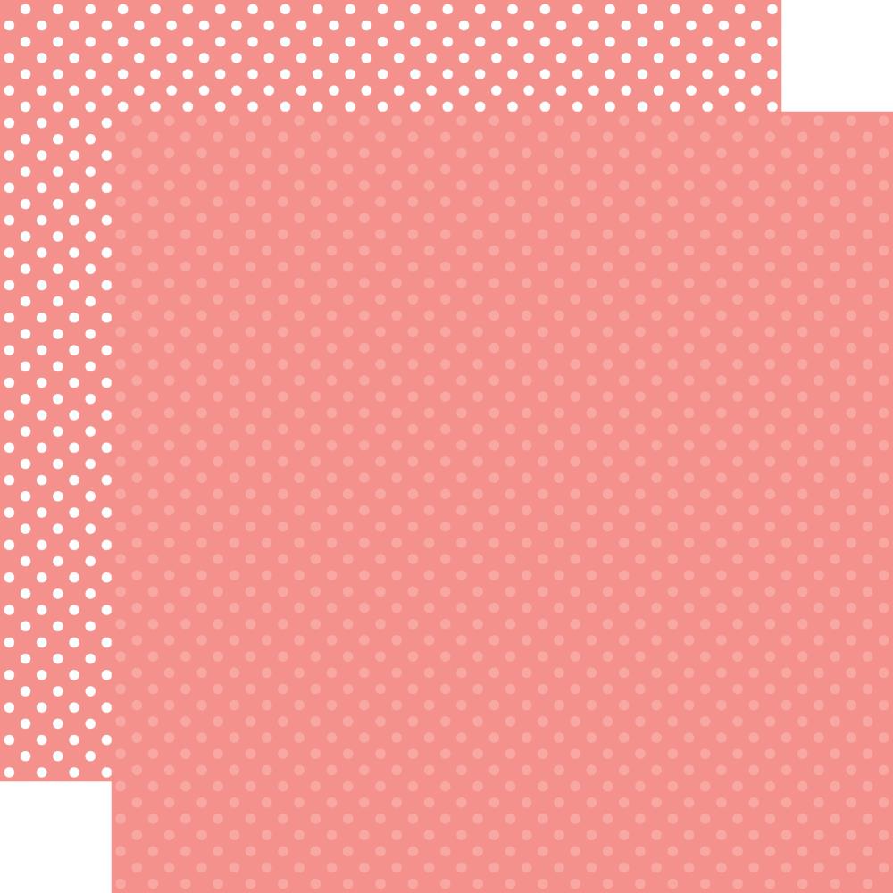 Echo Park Dots &amp; Stripes SALMON PINK 12&quot;X12&quot; Scrapbook Paper