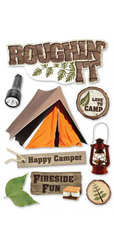Camp Paper House ROUGHIN' IT 3D Stickers 10pc