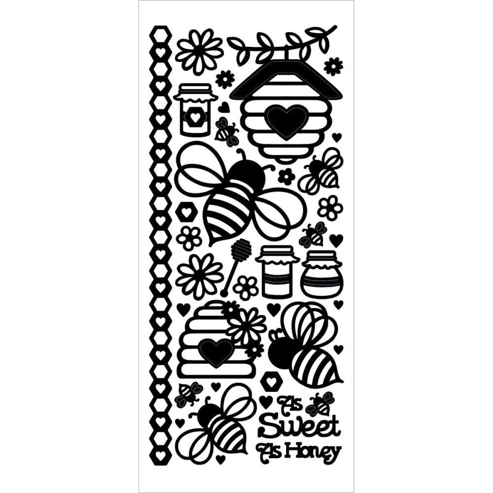 Dazzles HONEY BEE Black Stickers 37 pc - Scrapbooksrus