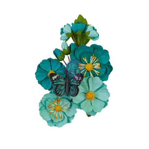 Prima Marketing MAJESTIC Teal Beauty Flowers Butterfly 12pc