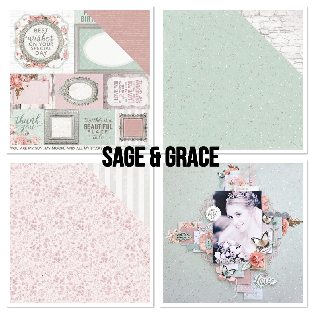 Kaisercraft SAGE AND GRACE KIT 12"X12" Scrapbook Paper B