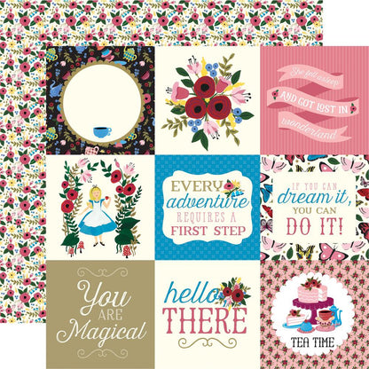 Echo Park Alice In Wonderland 4X4 JOURNALING CARDS 12&quot;x12&quot; Paper Scrapbooksrus