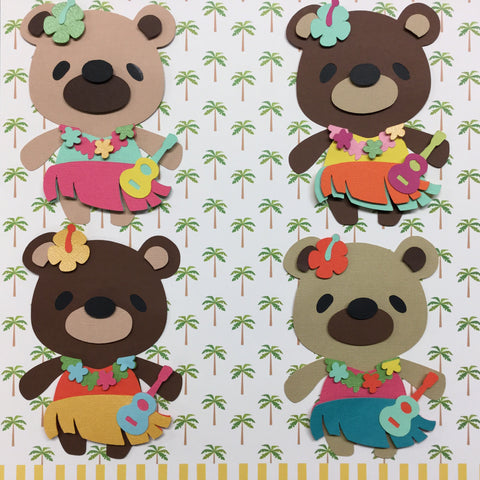 Teddy Bear HAWAII HULA GIRL Die Cut Embellishment Scrapbooksrus 
