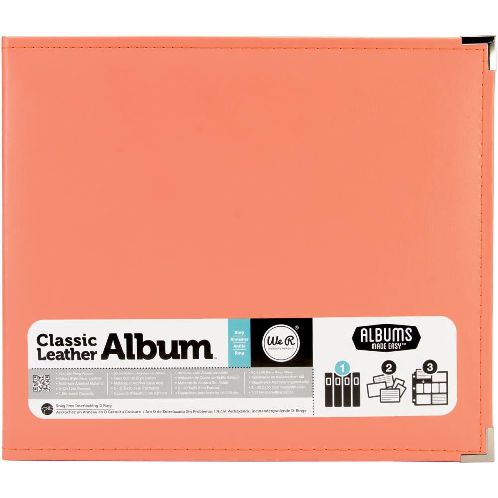 We R Classic Leather Album CORAL D Ring Scrapbook Scrapbooksrus