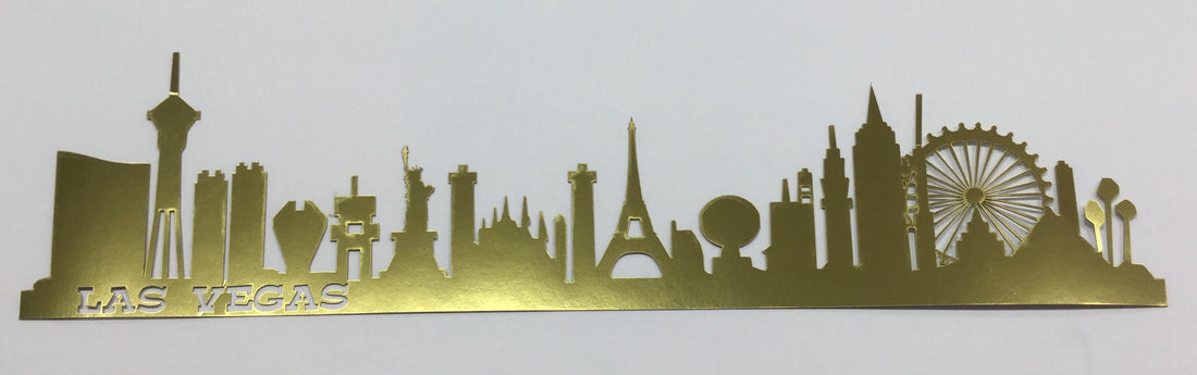 LAS VEGAS SKYLINE Gold Border Strip Laser Cuts LV