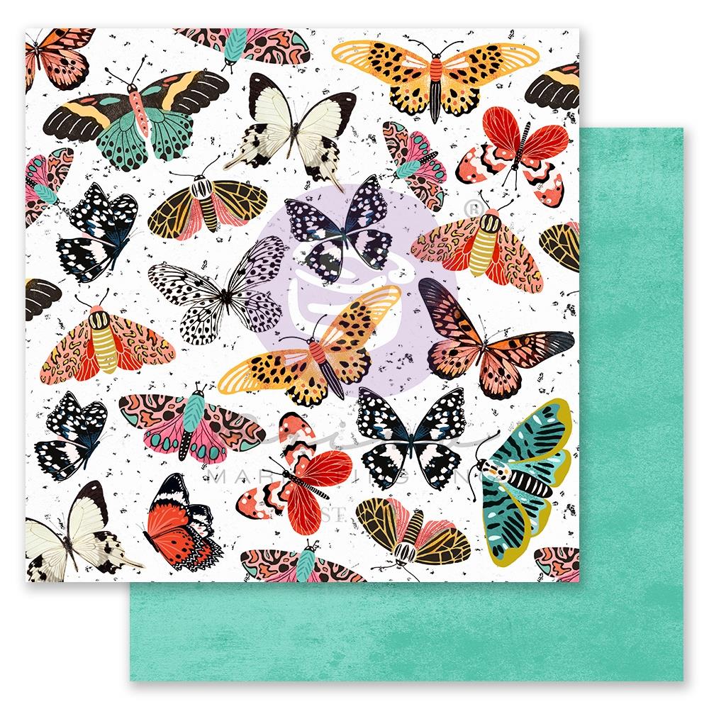 Prima Painted Florals BUTTERFLIES GALORE 12X12 Foil Scrapbook Paper