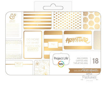 Becky Higgins GOLDEN 6&quot;X4&quot; Journaling Cards 18pc - Scrapbook Kyandyland