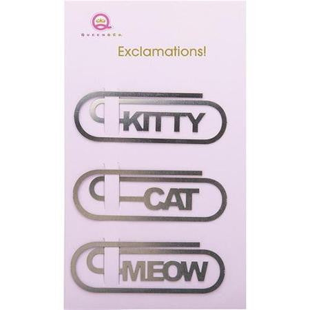 Queen&amp;Co Exclamations CAT Paper Clips 3pc - Scrapbook Kyandyland