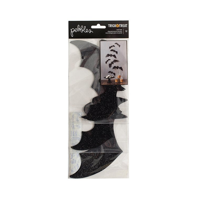 Pebbles Trick Or Treat Halloween WALL BATS 12pc @Scrapbooksrus 