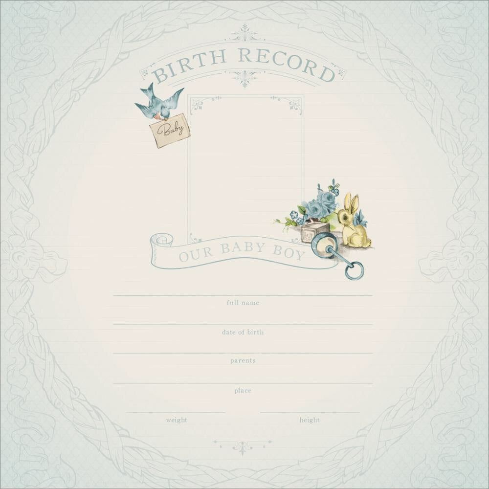 Kaisercraft Peek A Boo OUR BABY BOY 12"X12" Scrapbook Paper Scrapbooksrus