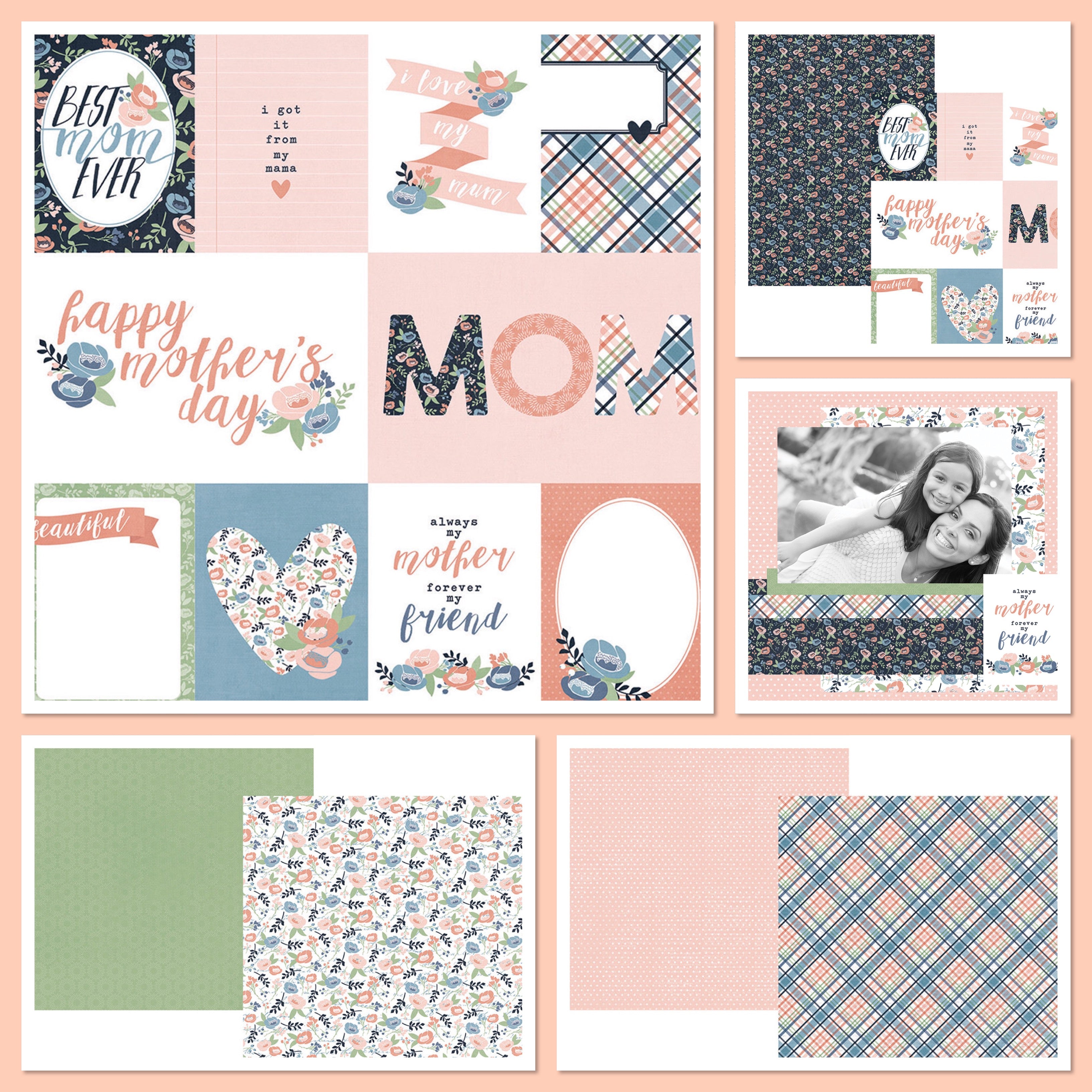 Simple Stories MOM’S DAY 12x12 Scrapbook Paper Kit 16pc Scrapbookrus