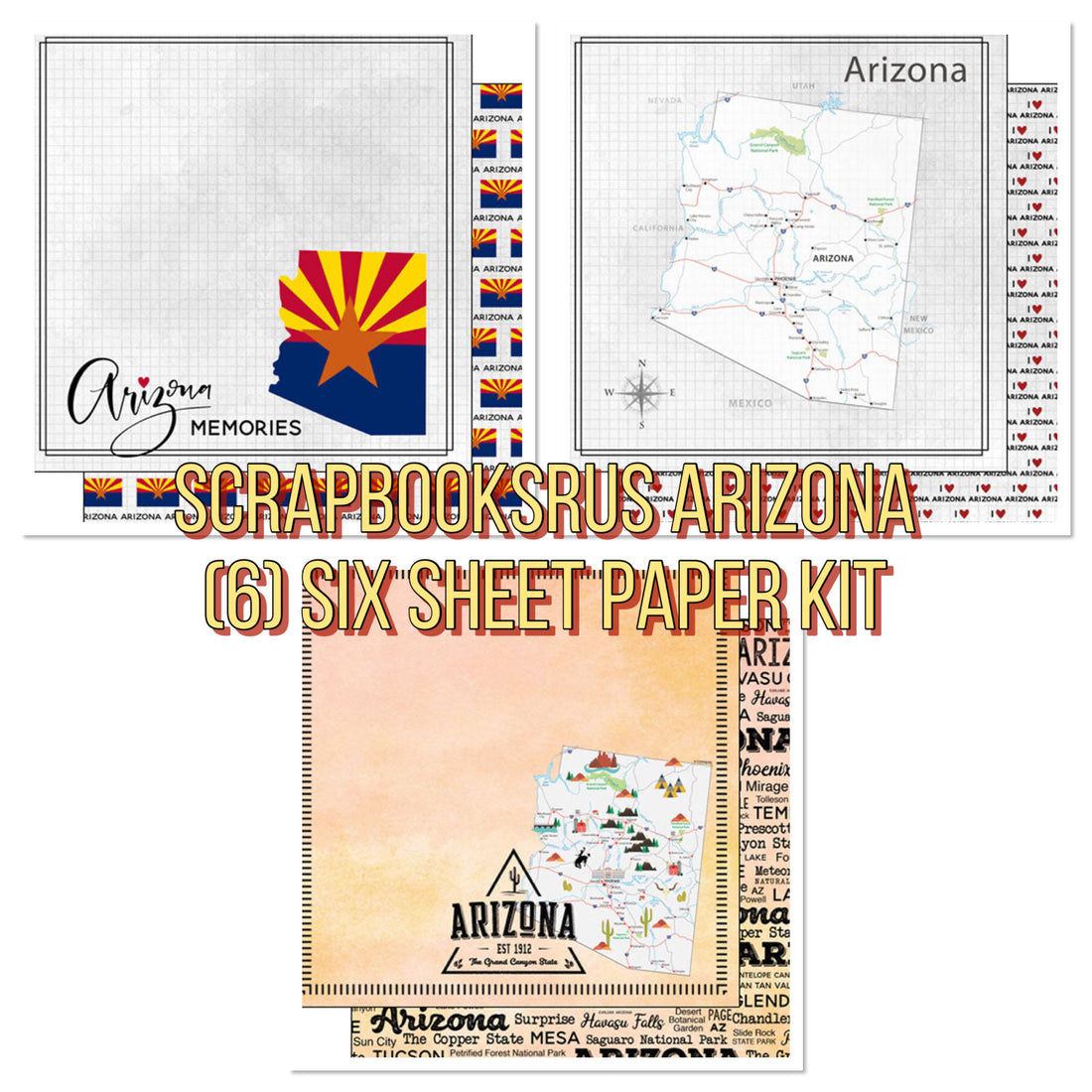 ARIZONA Scrapbook Customs 12&quot;X12&quot; Travel Paper Pack