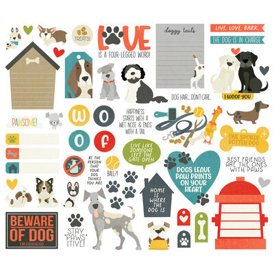 Simple Stories Pet Shoppe Dog - BITS &amp; Pieces  Cardstock Die-Cut 53pc Scrapbookrus