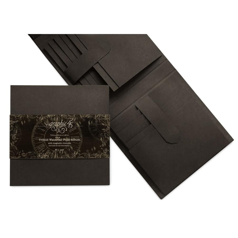 Graphic 45 TRIFOLD WATERFALL FOLIO ALBUM Black